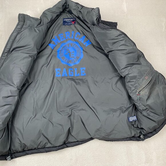American Eagle Outfitters Mens Vest XL Quilted Full Zip Outdoors Winter Black - Picture 12 of 14